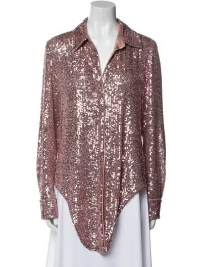 Pre-owned Susan Bender Long Sleeve Button-up Top In Multi