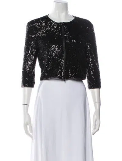 Pre-owned Susan Bender Patterned Evening Jacket In Black