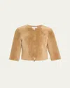 Susan Bender Reversible Shearling Top Coat In Camel