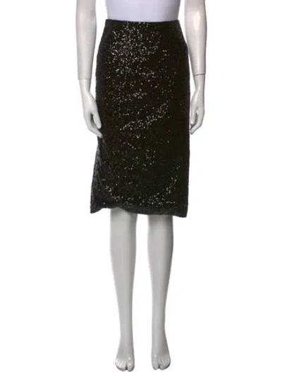 Pre-owned Susan Bender Sequin Embellishments Knee-length Skirt In Black