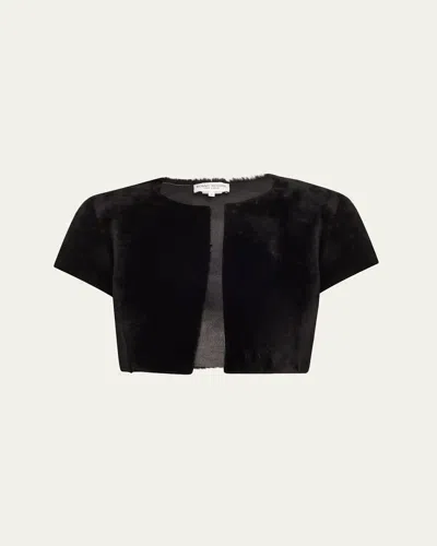 Susan Bender Shearling Bolero In Black