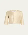Susan Bender Stretch Leather Zip-front Cardigan In Pale Gold