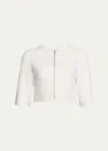 Susan Bender Stretch Leather Zip-front Cardigan In White