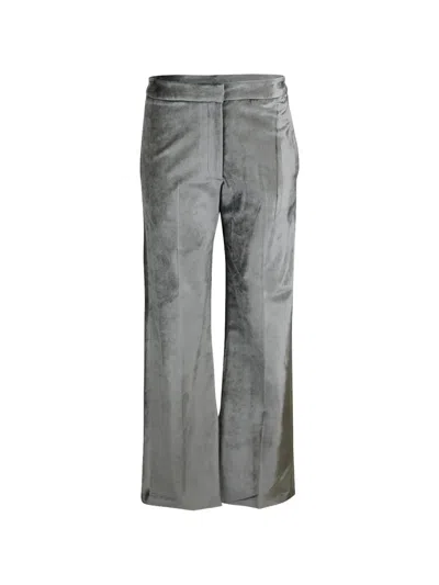 Susan Bender Velvet Wide-leg Trousers In Grau