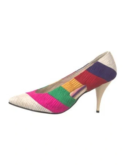 Pre-owned Susan Bennis/warren Edwards Colorblock Pattern Pumps In Multi