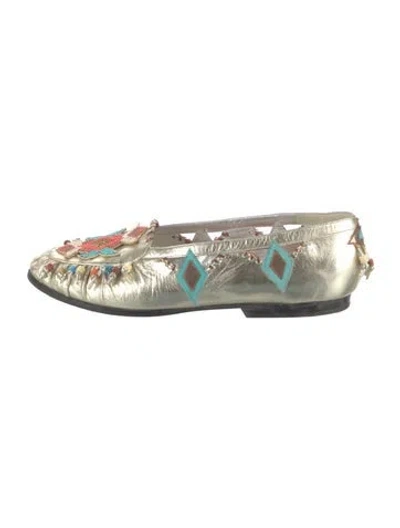 Pre-owned Susan Bennis/warren Edwards Leather Patterned Ballet Flats In Multi