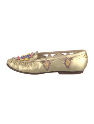 Pre-owned Susan Bennis/warren Edwards Leather Patterned Flats