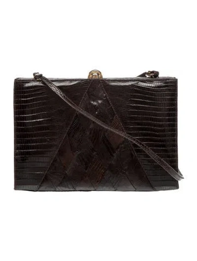Pre-owned Susan Bennis/warren Edwards Lizard Evening Bag In Brown