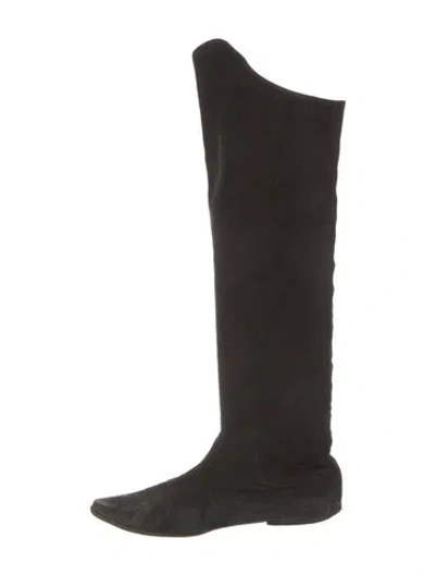 Pre-owned Susan Bennis/warren Edwards Suede Boots In Black