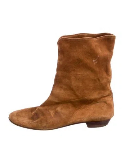 Pre-owned Susan Bennis/warren Edwards Suede Boots In Brown