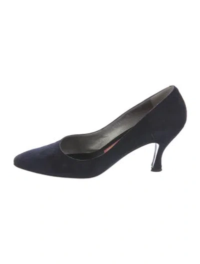 Pre-owned Susan Bennis/warren Edwards Suede Pumps In Blue