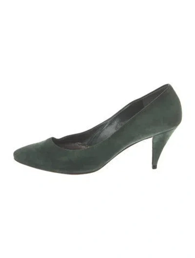 Pre-owned Susan Bennis/warren Edwards Suede Pumps In Green