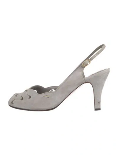 Pre-owned Susan Bennis/warren Edwards Suede Slingback Pumps In Gray