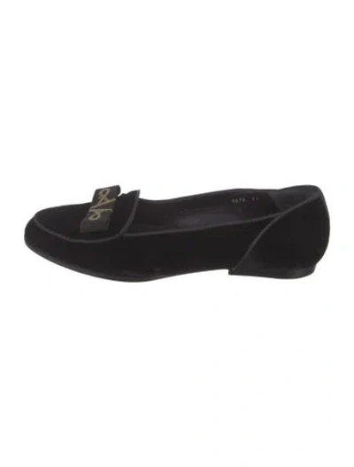Pre-owned Susan Bennis/warren Edwards Velvet Loafers In Black