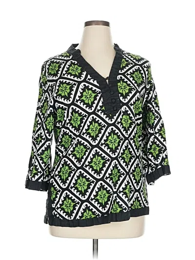 Pre-owned Susan Bristol 3/4 Sleeve Blouse In Green