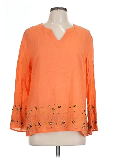 Pre-owned Susan Bristol 3/4 Sleeve Blouse In Orange