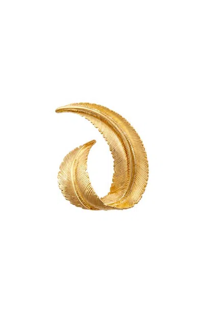 Susan Caplan 1980 Vintage Stylised Swirl Brooch In Gold