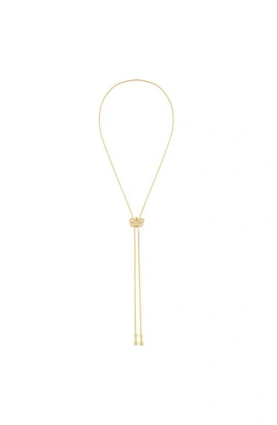 Susan Caplan 1980s Vintage Butterfly Lariat Necklace In Gold