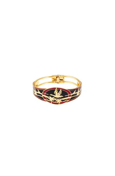 Susan Caplan 1980s Vintage Cloisonné Bracelet In Black Multi