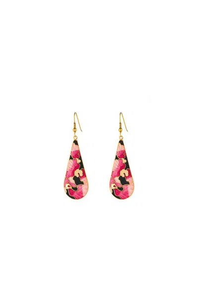 Susan Caplan 1980s Vintage Cloisonné Drop Earrings In Black Multi