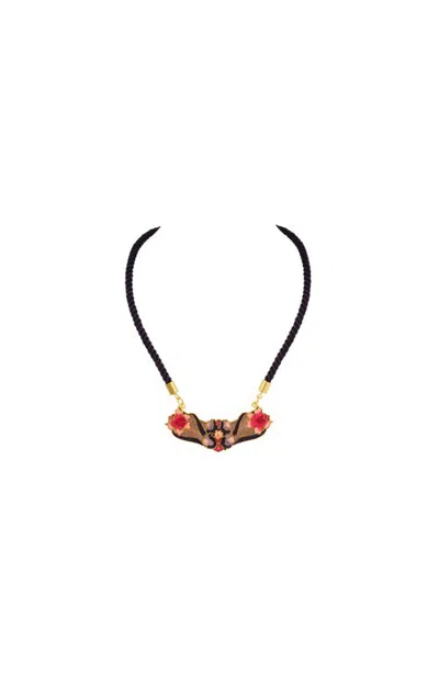 Susan Caplan 1980s Vintage Cloisonné Necklace In Black Multi