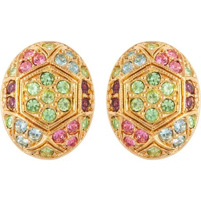 Susan Caplan 1980s Vintage Dorlan Swarovski Crystal Oval Clip-on Earrings