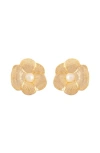 Susan Caplan 1980s Vintage Faux Pearl Floral Earrings