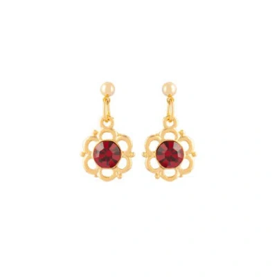 Susan Caplan 1980s Vintage Faux Ruby Earrings