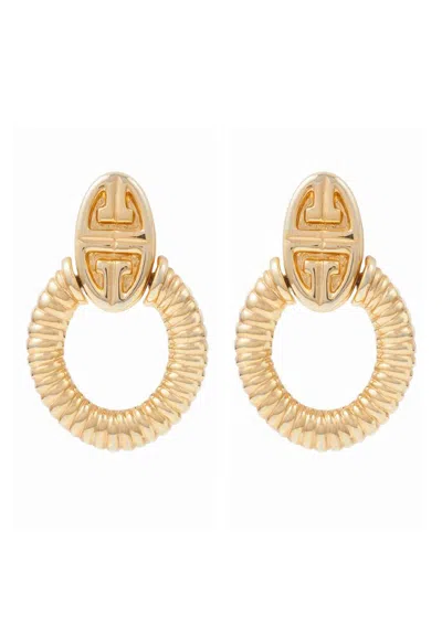 Susan Caplan 1980s Vintage Givenchy Ribbed Clip-on Earrings In Gold