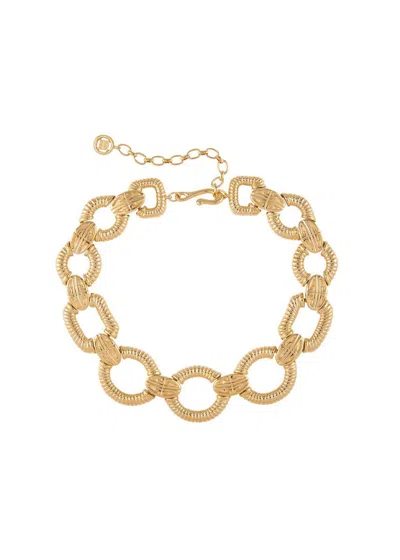 Susan Caplan 1980s Vintage Givenchy Ribbed Link Necklace In Gold