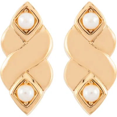 Susan Caplan 1980s Vintage Nina Ricci Faux Pearl Twist Clip-on Earrings