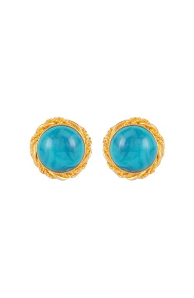 Susan Caplan 1980s Vintage Turquoise Clip-on Earrings In Blue