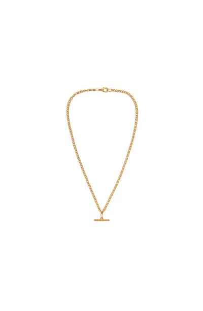 Susan Caplan 1990s Vintage Belcher Chain Necklace With T-bar In Gold