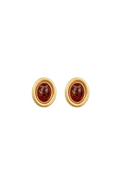 Susan Caplan 1990s Vintage Brown Clip-on Earrings