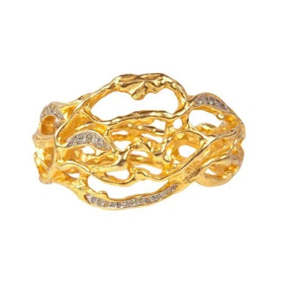Susan Caplan 1990s Vintage Elizabeth Taylor Precious Vine Cuff In Gold