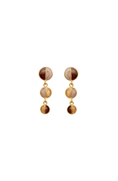Susan Caplan 1990s Vintage Graduating Enamel Earrings In Brown