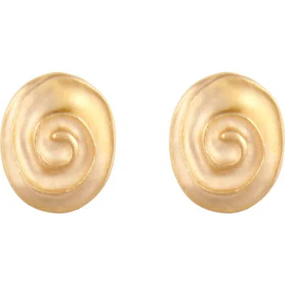 Susan Caplan 1990s Vintage Oval Swirl Clip-on Earrings In Gold
