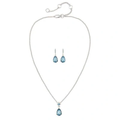 Susan Caplan Givenchy Sapphire Clip-on Earring And Necklace Set In Metallic