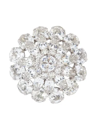 Pre-owned Susan Caplan Vintage 1950s Crystal-flower Brooch In Silver