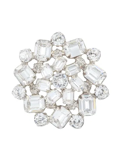 Pre-owned Susan Caplan Vintage 1950s Weiss Crystal-embellished Brooch In Silver
