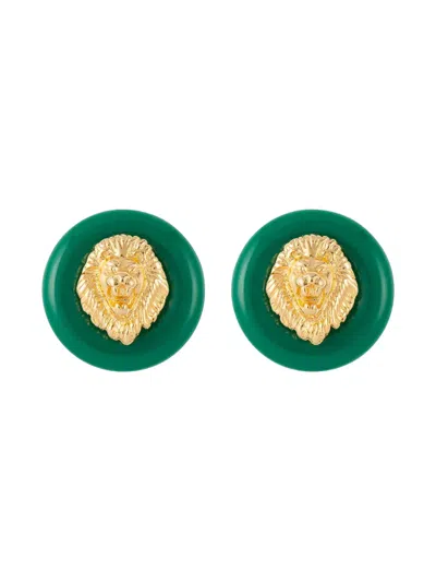 Pre-owned Susan Caplan Vintage 1960s Lion-head Interchangeable Earrings Set In Gold