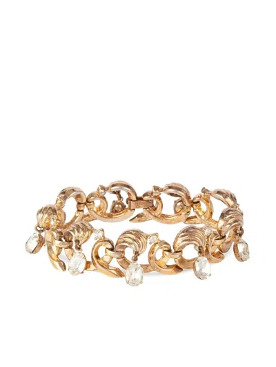 Pre-owned Susan Caplan Vintage 1960s Trifari Crystal-embellished Bracelet In Gold