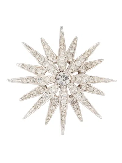 Pre-owned Susan Caplan Vintage 1970s Attwood & Sawyer Crystal-embellished Brooch In Silver