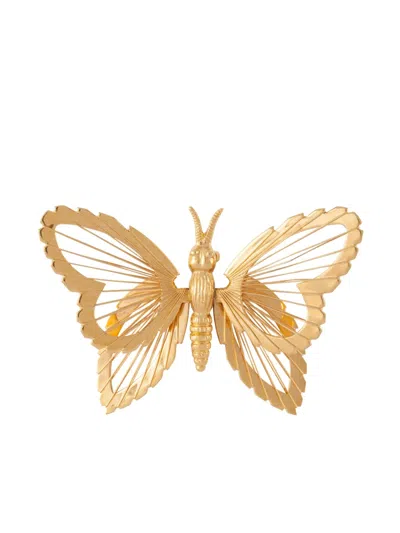 Pre-owned Susan Caplan Vintage 1970s  Monet Butterfly Brooch In Gold