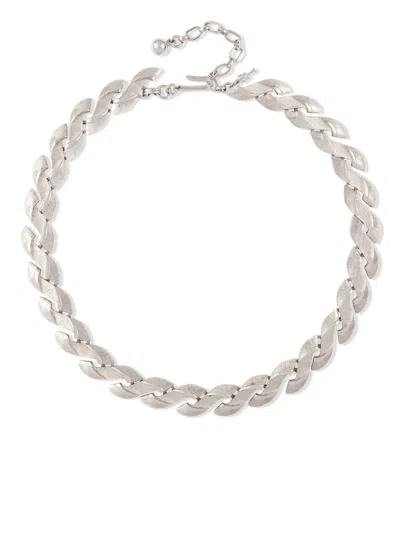 Pre-owned Susan Caplan Vintage 1970s Trifari Braided Effect Necklace In Silver