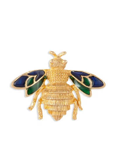 Pre-owned Susan Caplan Vintage 1980 Bee Enamel Brooch In Gold