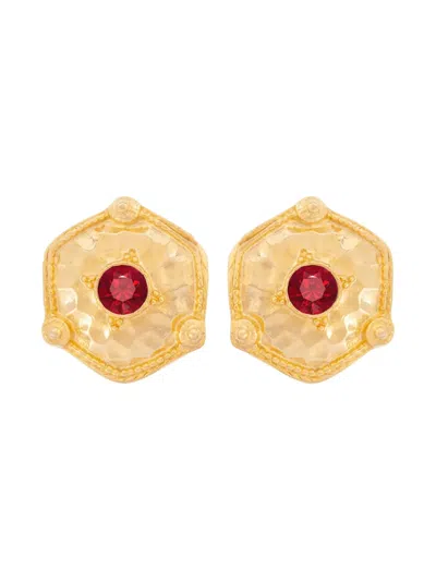 Pre-owned Susan Caplan Vintage 1980 Crystal-embellishment Earrings In Gold