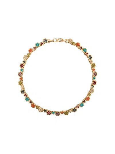 Pre-owned Susan Caplan Vintage 1980's D'orlan Flower Necklace In Gold