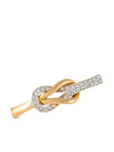 Pre-owned Susan Caplan Vintage 1980s Attwood & Sawyer Crystal-embellished Brooch In Gold