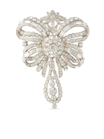 Pre-owned Susan Caplan Vintage 1980s Attwood & Sawyer Crystal-embellished Brooch In White